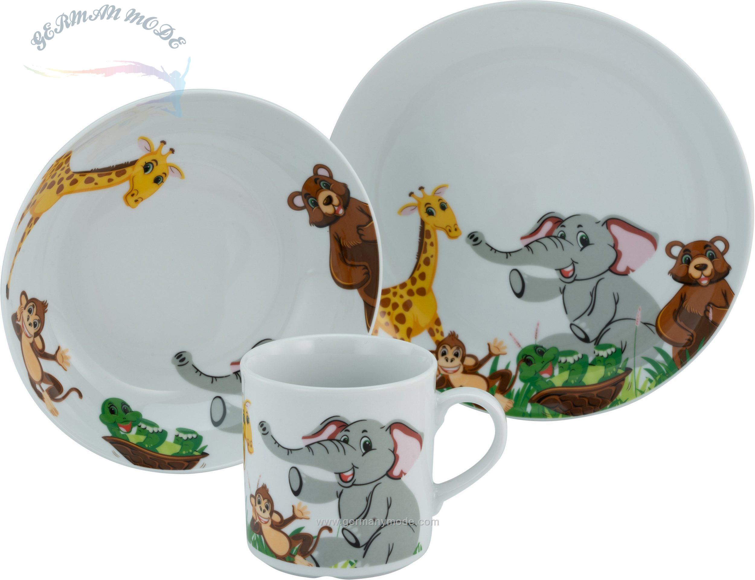 سرویس غذاخوری چینی بچگانه 3 پارچه کراتیبل CreaTable Kombiservice Zoo 3-teilig