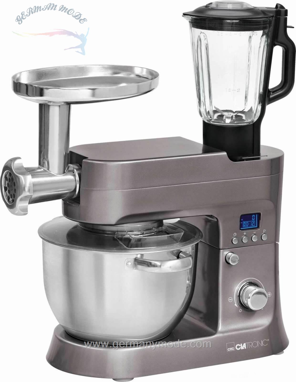 غذا ساز چرخ گوشت چند کاره کلترونیک آلمان CLATRONIC Küchenmaschine CLATRONIC Knetmaschine Fleischwolf Pastafunktion 1200 W KM 3674 titan