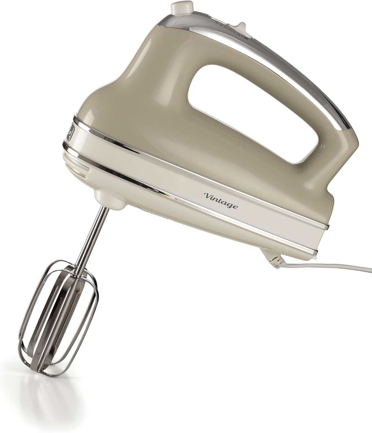 همزن برقی دستی آریته ایتالیا Ariete Vintage 1548 beige 1548/03، عملکرد توربو، 2 عدد همزن استیل ، مناسب برای خمیر کیک و پیتزا و خامه، 450 وات، بژ
