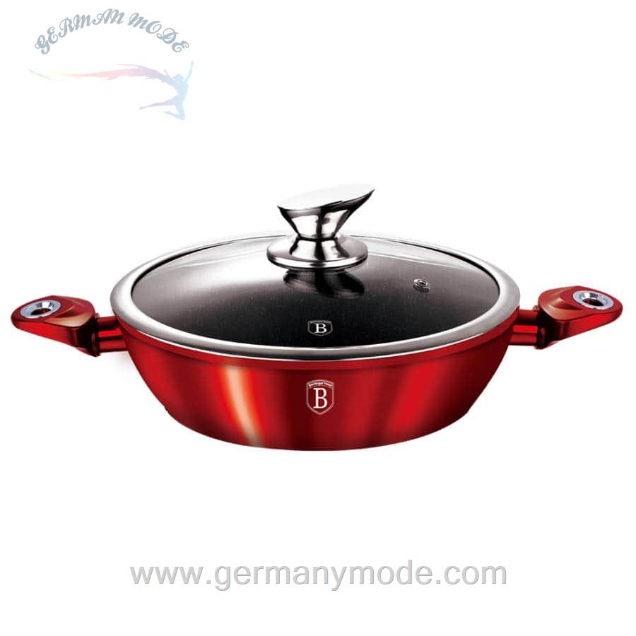 قابلمه کم عمق 32 سانت درب دار برلینگر هاوس مجارستان BerlingerHaus SHALLOW POT 32 CM BERLINGER HAUS BH-1264 BURGUNDY COLLECTION
