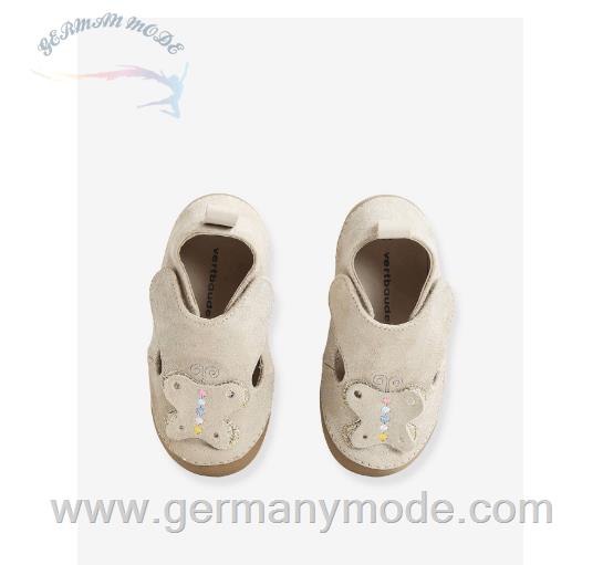 کفش کودک نو پا ورت فرانسه Vertbaudet Mädchen Baby Hausschuhe, Schmetterling - beige glanzeffekt