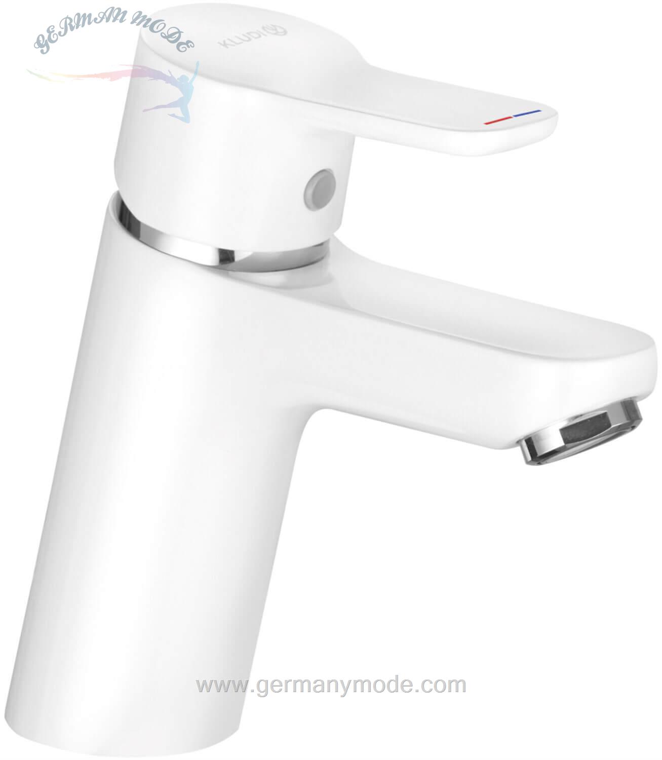 شیر مخلوط روشویی پایه کوتاه کلودی Kludi PURE EASY 70 weiß chrom 370289165