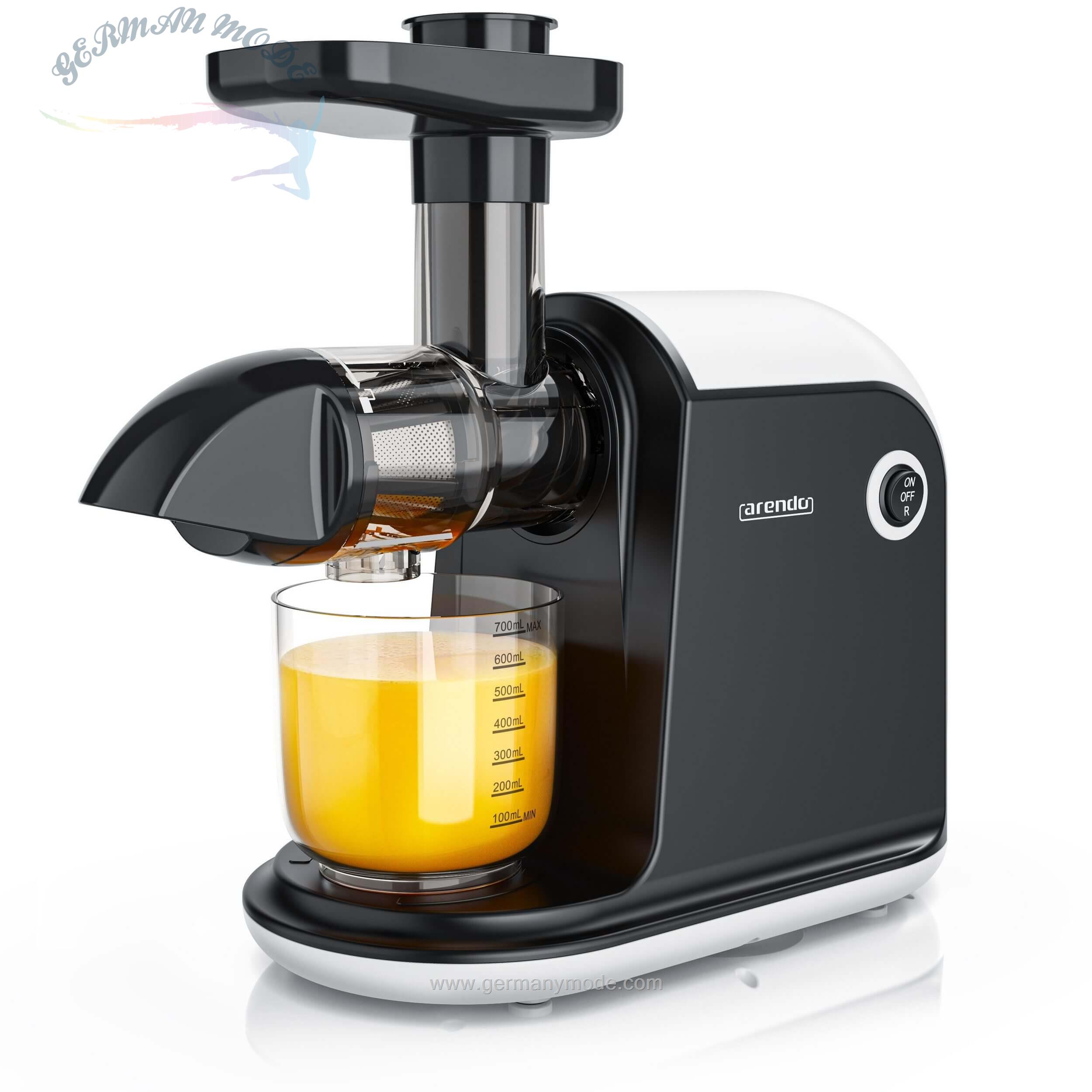آبمیوه گیری آرندو آلمان Arendo Slow Juicer- 150 W- Slowjuicer Entsafter Edelstahl- 700 ml Saftkanne