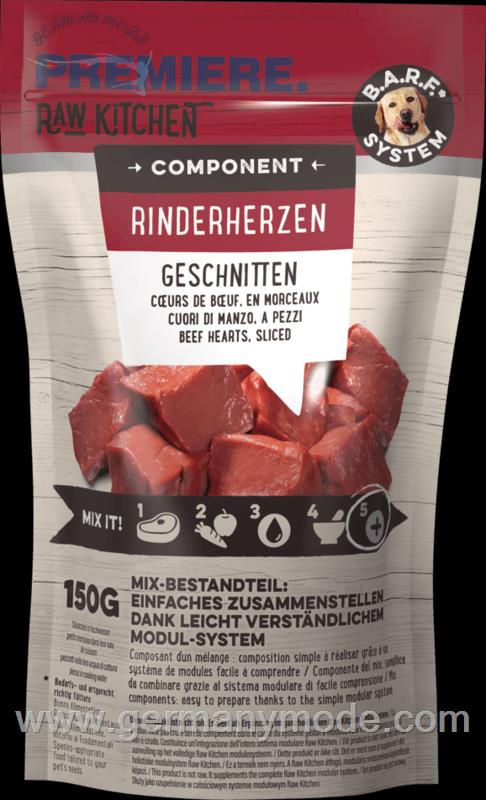 غذا مرطوب سگ با قلب گوشت گاو پریمیر آلمان PREMIERE RAW KITCHEN Rinderherzen 8x150g