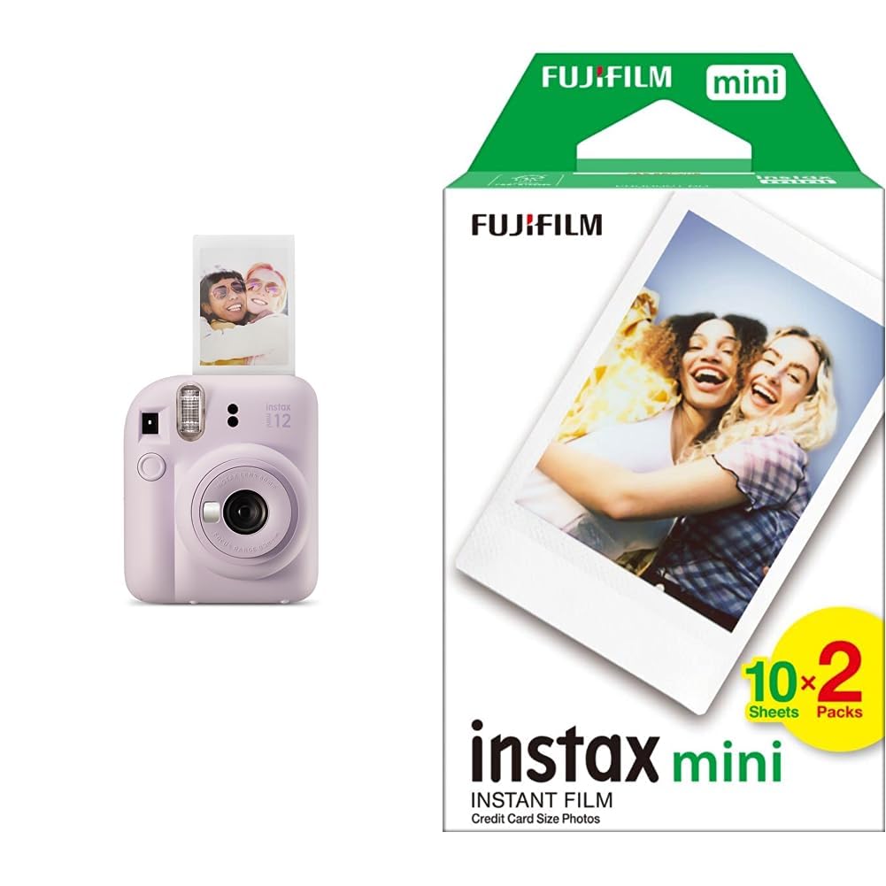 خرید از آمازون - INSTAX Mini 12 Instant Camera Lilac-Purple + Mini Film Standard (20/PK)