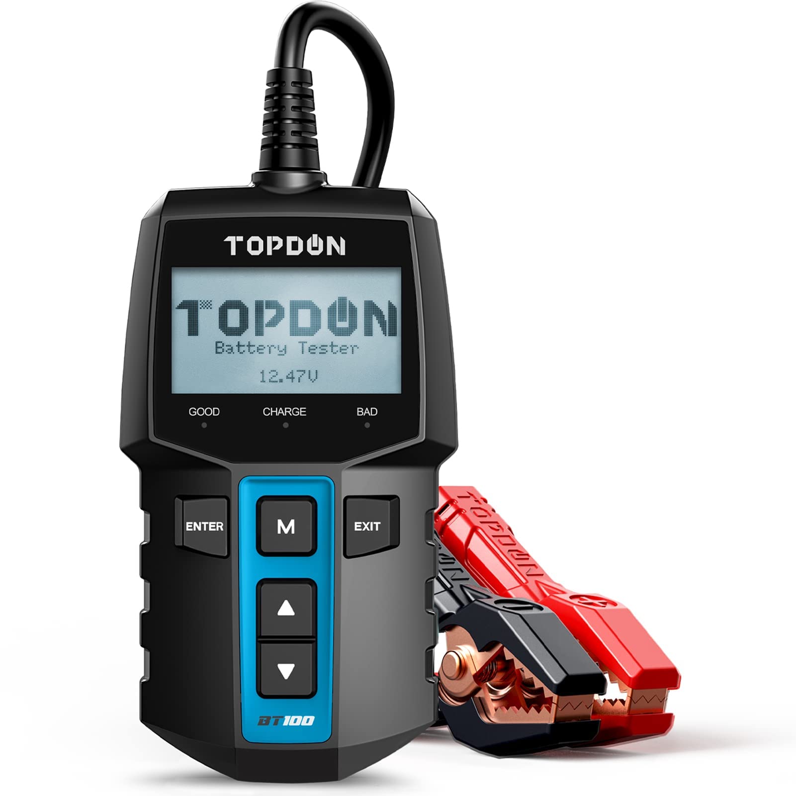 خرید از آمازون - تستر باتری خودرو TOPDON BT100 تستر بار 12 ولت 100-2000 تستر دینام خودرو CCA برای تست باتری، تست های شروع و تست های شارژ، آنالایزر تست دیجیتال باتری برای SUV موتورسیکلت کامیون خودرو