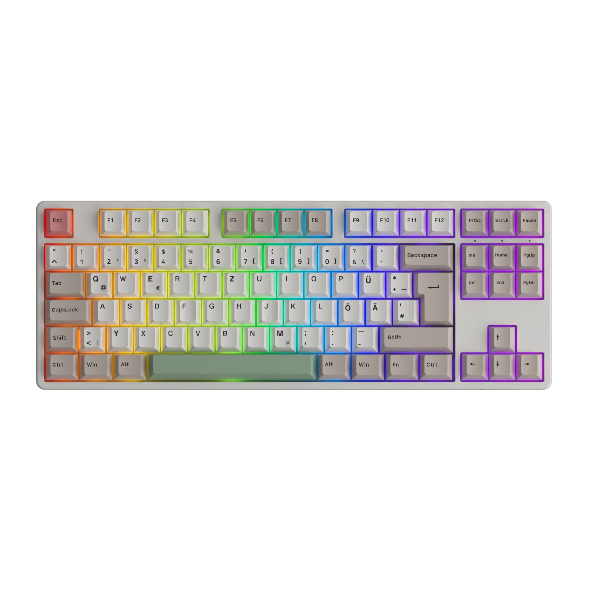 خرید از آمازون - صفحه‌کلید گیمینگ Akko 5087B Plus RGB، 3 حالت (BT5.0/2.4Ghz/Type C) صفحه‌کلید TKL، چیدمان ISO-DE، با سوئیچ مکانیکی خطی قابل تعویض، کلاه‌کلید PBT Cherry، قابل برنامه‌ریزی (9009، زرد کرم) 9009 Retro | حالت کرم خطی زرد 3 | TKL | ISO-DE