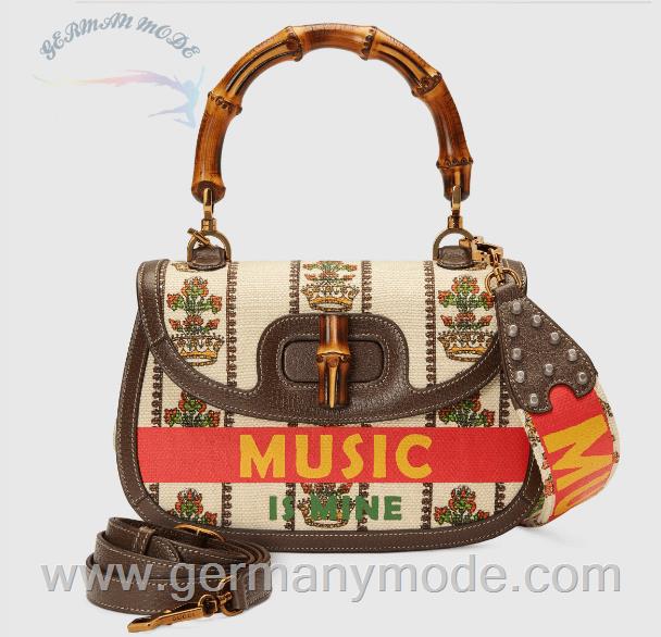 کیف دستی زنانه گوچی ایتالیا GUCCI Mittelgroße Gucci 100 Bamboo Tasche 681173 UH2EX 8472