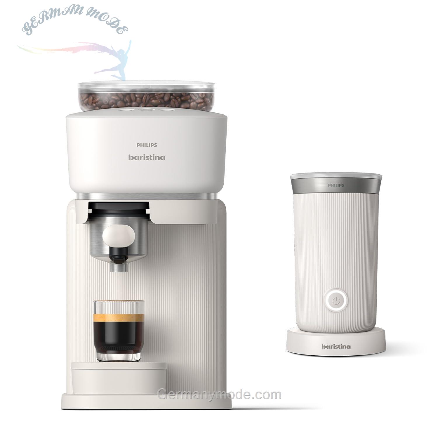 اسپرسو ساز و کف‌ساز شیر فیلیپس باریستینا Philips BAR303/00 اسپرسوی واقعی - طبیعی با پورتافیلتر سفید طبیعی - فشار پمپ ۱۶ بار - آسیاب خودکار
