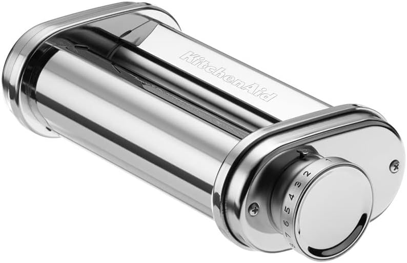 غلتک ورق پاستا کیچن اید آمریکا KitchenAid 5KSMPSA (لوازم جانبی اختیاری برای میکسرهای پایه KitchenAid)، نقره، ضمیمه پاستا 56mm x 97mm x 25mm