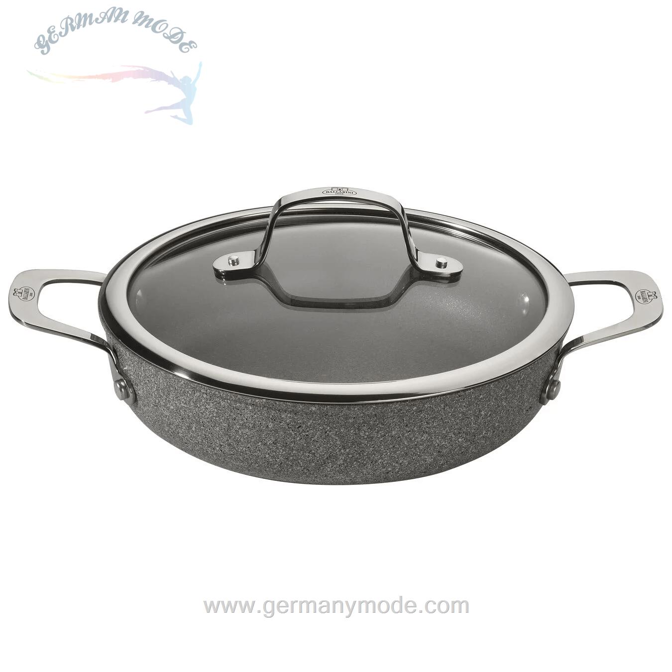 ماهیتابه درب دار بالرینی ایتالیا BALLARINI SALINA SERVIERPFANNE MIT DECKEL- 24 CM / RUND /GRANITIUM