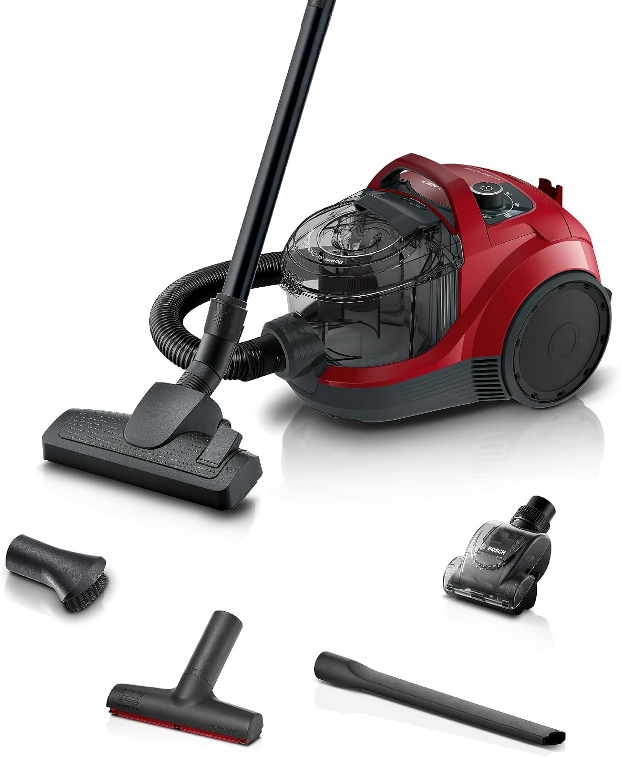 جارو برقی بدون کیسه بوش آلمان Bosch BGS21CAR، فیلتر بهداشتی، 10 سال گارانتی موتور، نازل اثاثه یا لوازم داخلی XXL، نازل شکافی XXL، نازل توربو کوچک، تمیز کردن داخلی خودرو، قدرت مکش بالا، فشرده، 750 وات