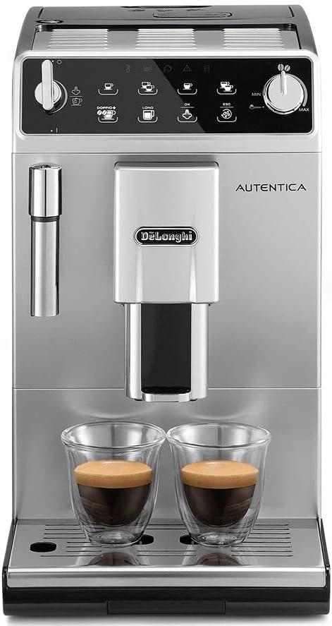 اسپرسو ساز تمام اتومات دلونگی ایتالیا DeLonghi Autentica ETAM 29, 510, SB قهوه ساز تمام اتوماتیک (1450 وات، 1.3 لیتر، نازل بخار) نقره ای/مشکی