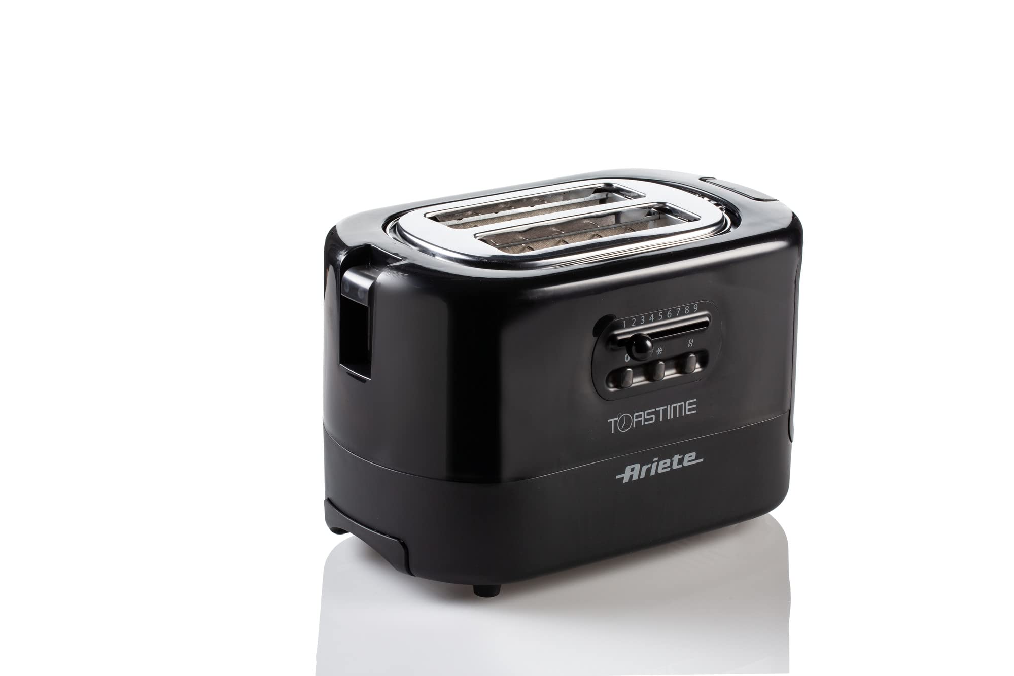 توستر Ariete 159 Toastime 2 تکه با انبر با عملکرد یخ زدایی و گرم کردن مجدد، 700 وات، فولاد ضد زنگ، مشکی