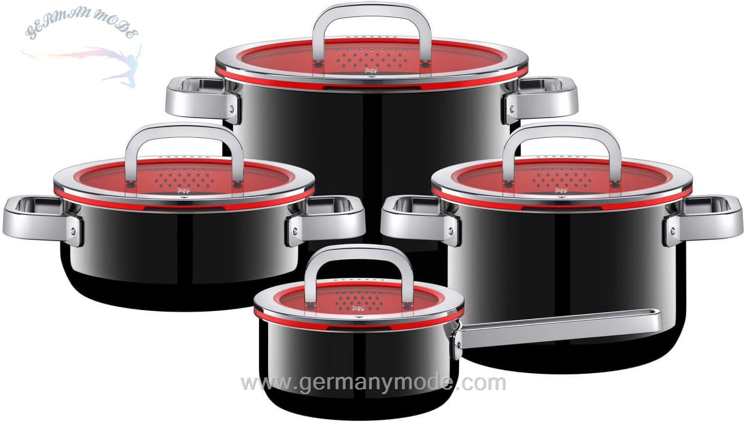 سرویس قابلمه 4 پارچه وی ام اف آلمان WMF FusionTec Kochgeschirr-Set 4-teilig schwarz rot