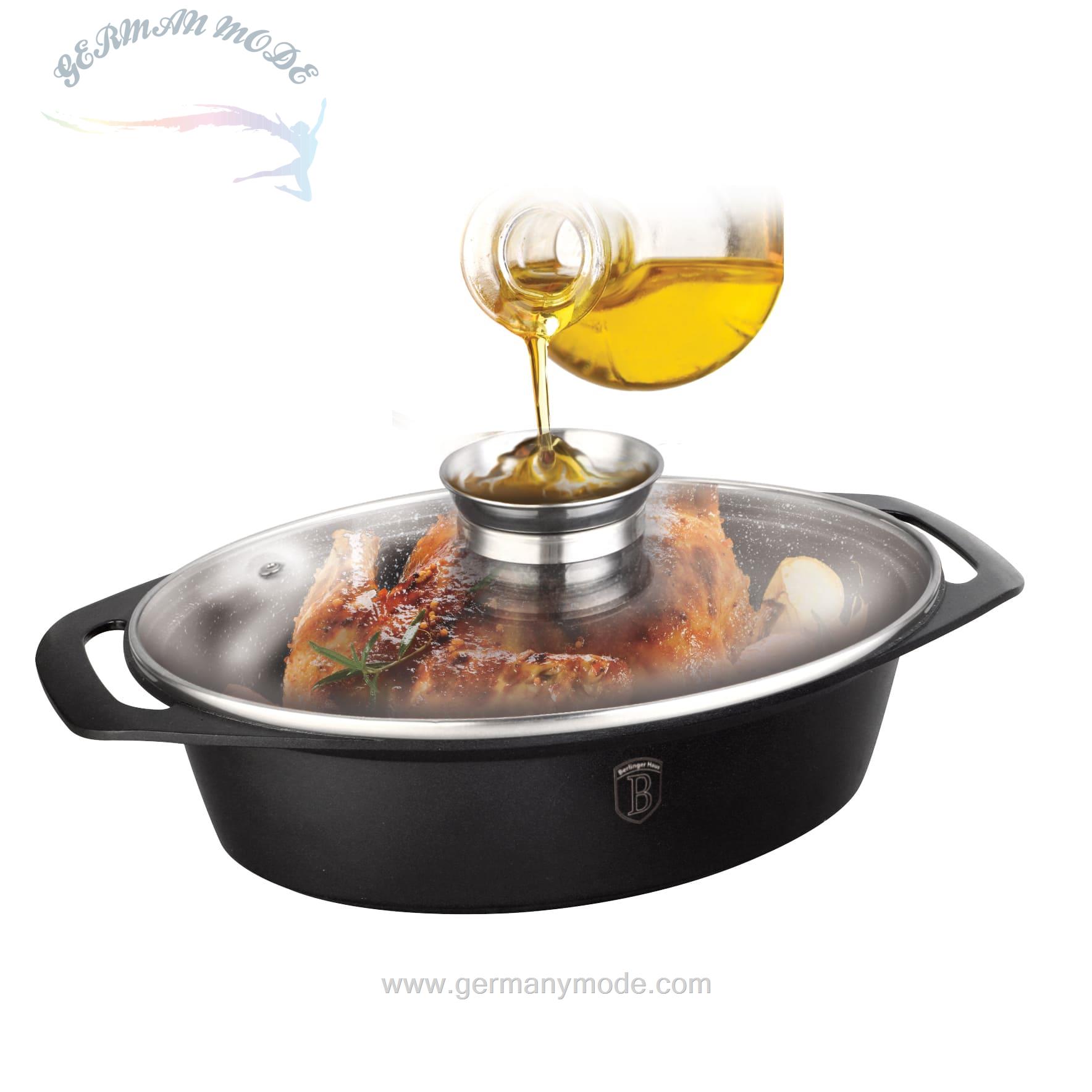 ماهیتابه کباب پز با درب شیشه ای برلینگر هاوس مجارستان BerlingerHaus CASSEROLE BERLINGER HAUS BH 1460