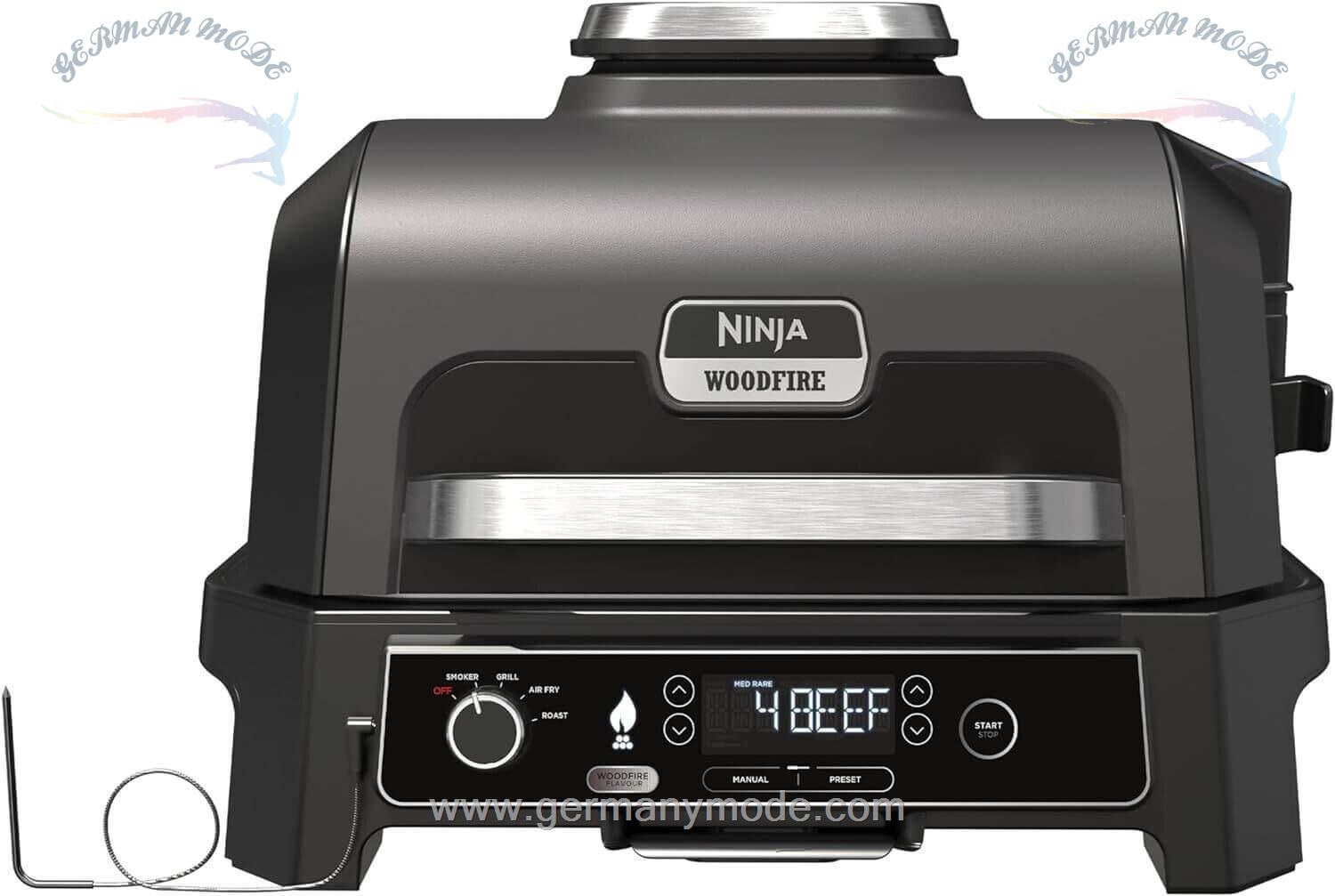 گریل باربیکیو دودی و سرخ کن نینجا آمریکا NINJA OG901EU WoodFire Pro Connect XL Barbecue-Tischgrill