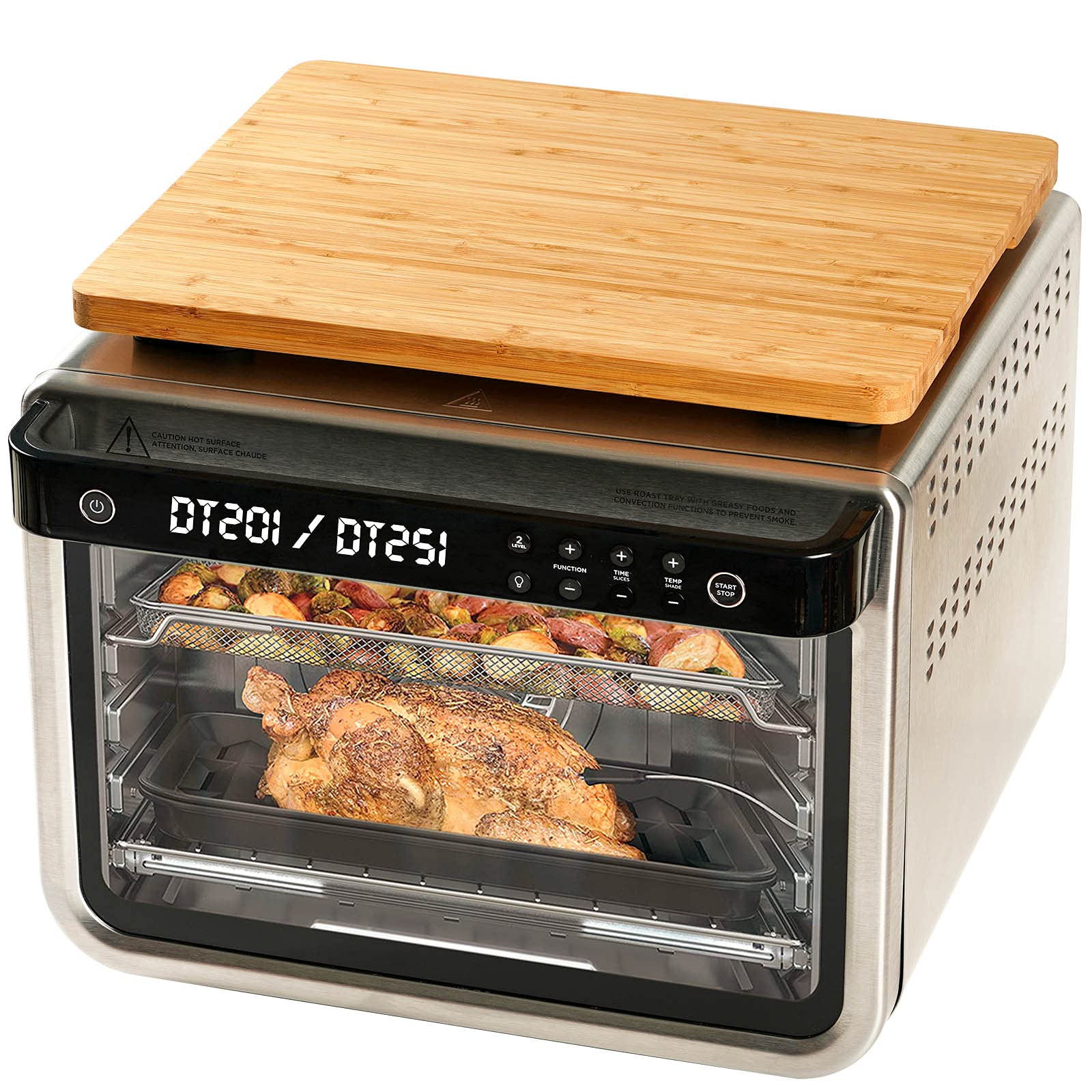 خرید از آمازون - Schneidebrett für Umlufttoaster, kompatibel mit Ninja DT201 / DT251 Air Fry, mit hitzebeständigen rutschfesten Silikonfüßen, schafft Stauraum und schützt Schränke, 41,4 x 33,3 cm