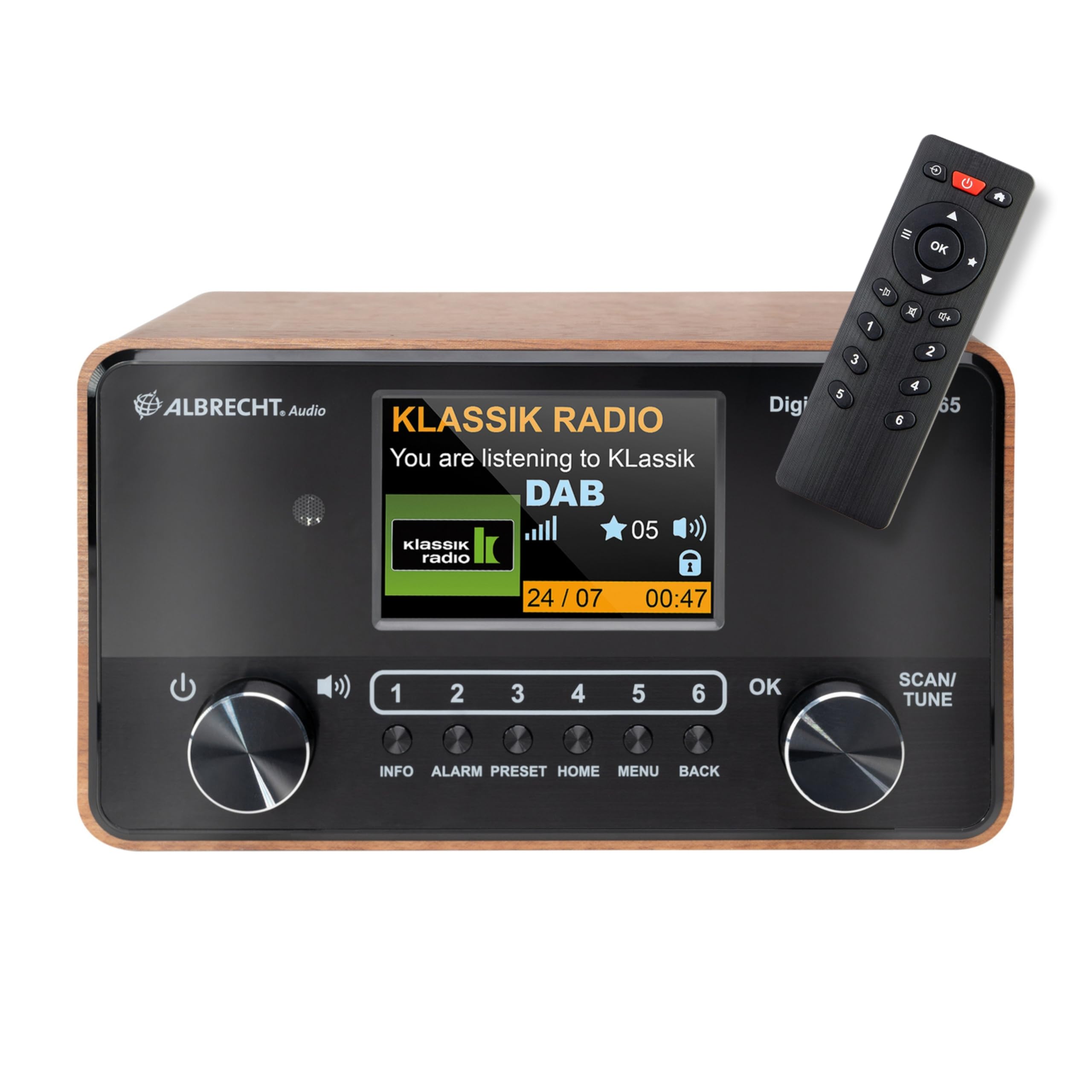 رادیو مخصوص سالمندان Albrecht DR 865 با صفحه نمایش رنگی 4 اینچی، رادیو دیجیتال DAB+ بدون نویز با صدای عالی، عملکرد مناسب سالمندان، سیستم جمع و جور