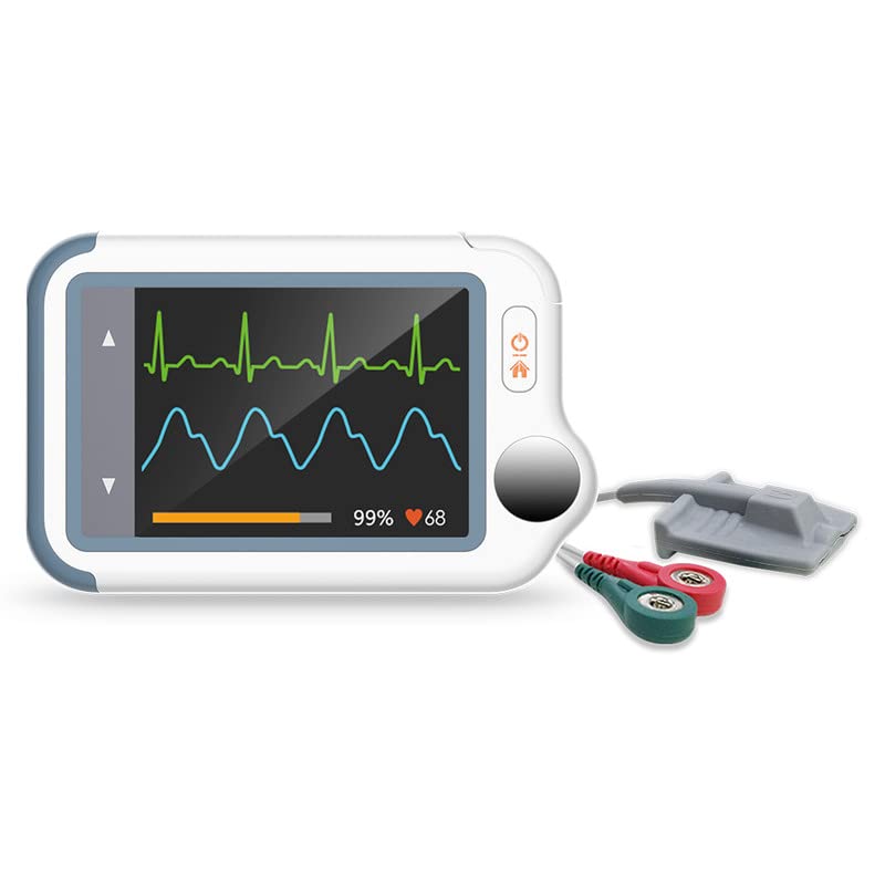 خرید از آمازون - مانیتور قلب Wellue Checkme Lite Plus، دستگاه ECG با پالس اکسیمتر، 20s ECG و مانیتورینگ SpO2 سریع و همزمان، پالس اکسیمتر بلوتوث نوزاد قابل حمل برای خانه، برنامه برای iOS و Android