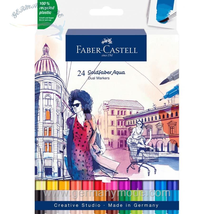 ماژیک حرفه ای 24 رنگ فابرکاستل آلمان FABER CASTELL Goldfaber Aqua Dual Marker 24er Etui