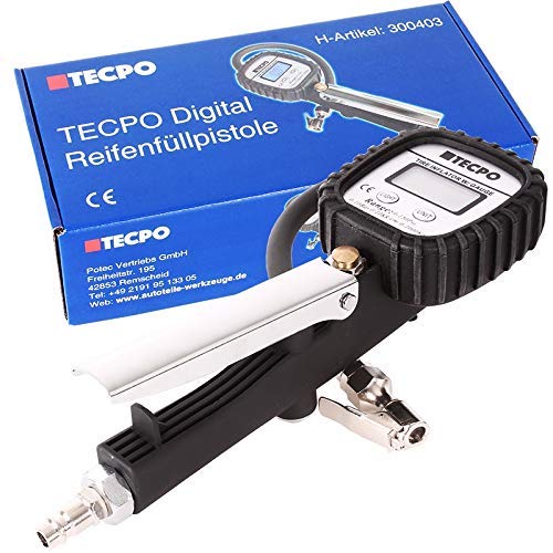 خرید از آمازون - گیج باد لاستیک دیجیتال بادی فشرده TECPO 0-10 بار بادکننده لاستیک 0-150 PSI، 0-1000 کیلو پاسکال تست تایر