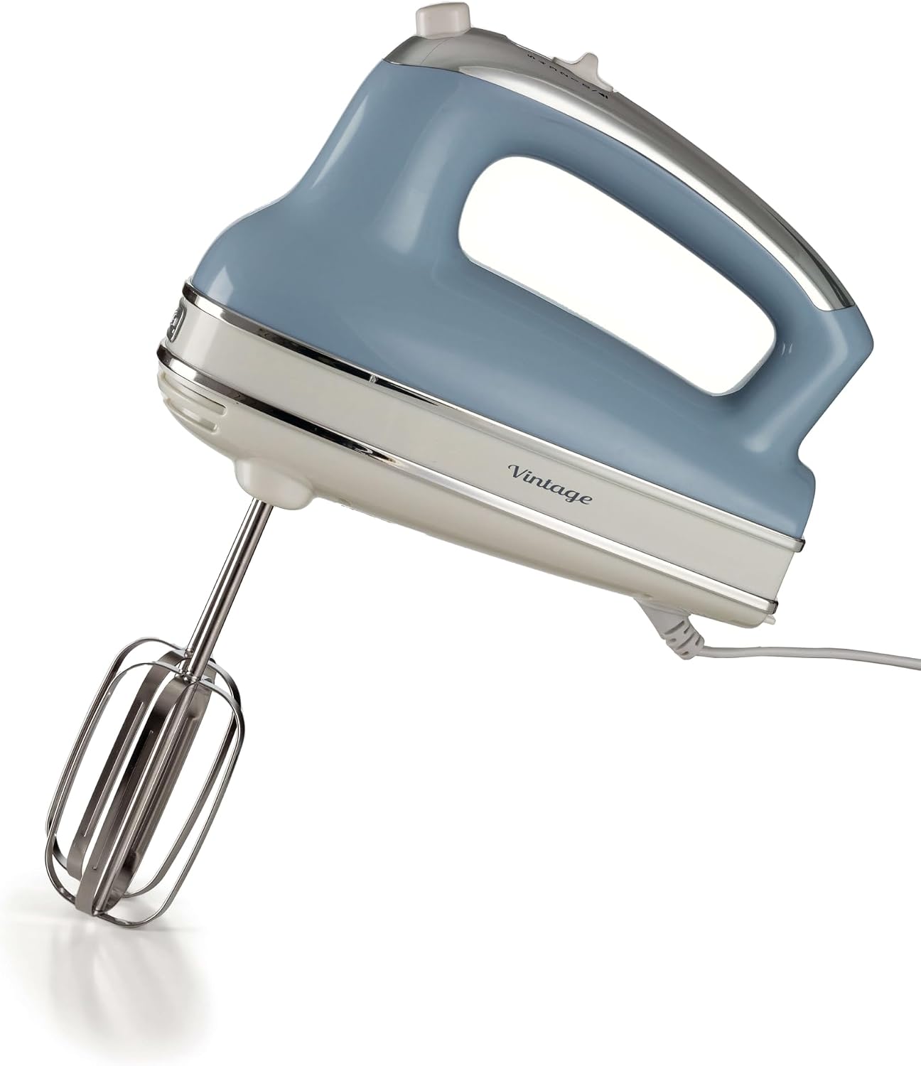 همزن برقی دستی آریته ایتالیا Ariete Vintage 1548 light blue 1548/05 عملکرد توربو، 2 عدد همزن استیل ، مناسب برای خمیر کیک و پیتزا و خامه ، 450 وات، آبی