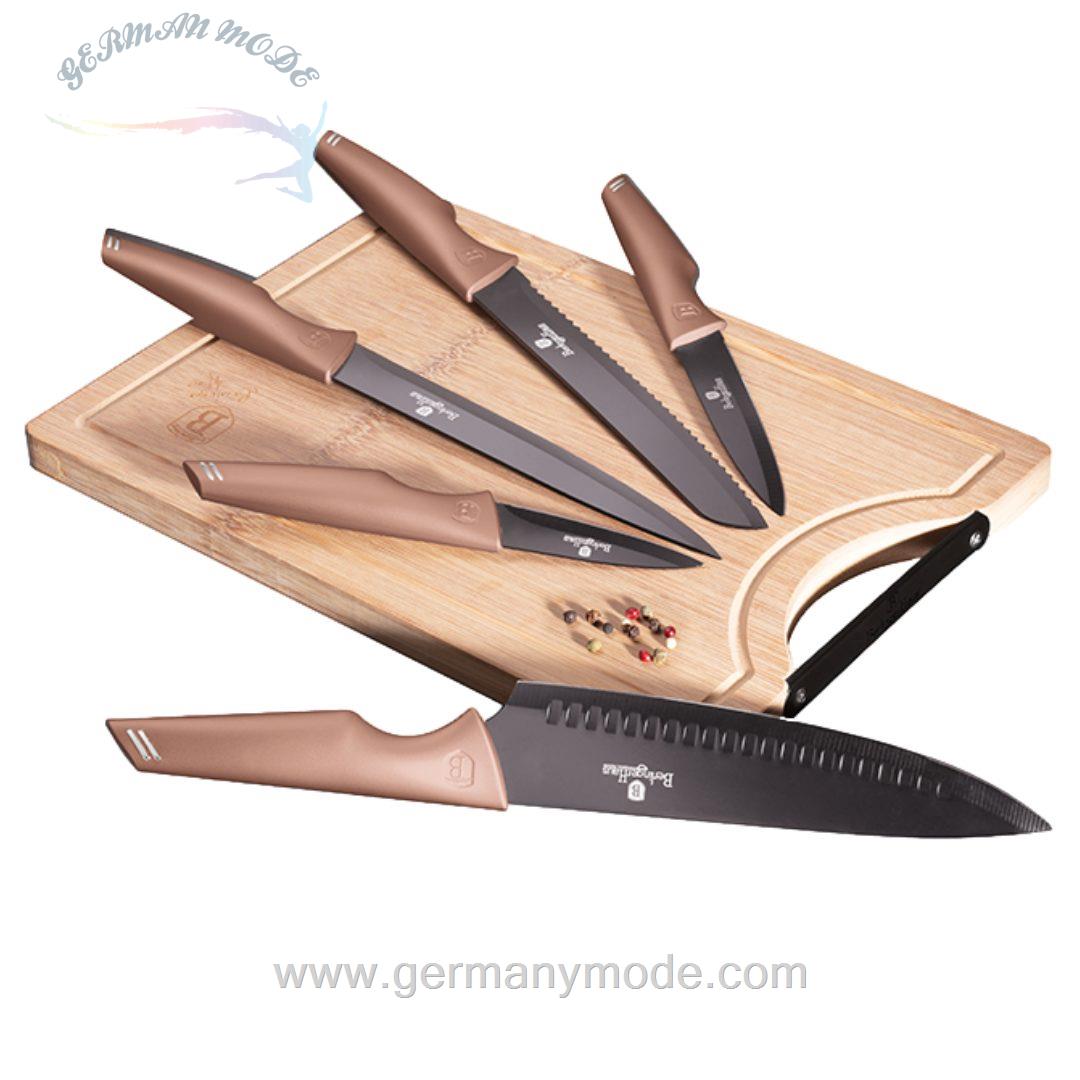 ست چاقو تخته برش بامبو برلینگر هاوس مجارستان BERLINGER HAUS KNIFE SET / BAMBOO CUTTING BOARD BH-2707 ROSE GOLD