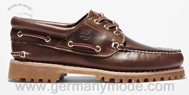 کفش دست دوز کلاسیک مردانه تیمبرلند آمریکا Timberland 3 EYE LUG HAND STITCHED BOAT SHOE FOR MEN IN BROWN