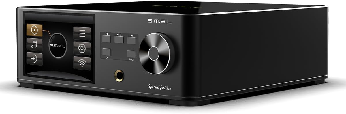 پخش کننده صوتی SMSL DP5SE، پخش کننده HiFi، پیش تقویت کننده متعادل، پخش کننده موسیقی شبکه ES903902MD/A تراشه، DLNA AirPlay Hiby Link، USB/Optical/Coaxial/I2S/AES/EBU/6.35mm خروجی هدفون، با
