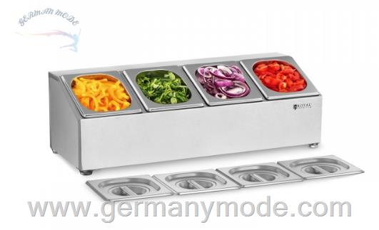 ظرف سالاد بار 4 لگن رویال کترینگ آلمان Royal Catering GN Aufsatzbord - inkl. 4 GN 1/6 Behälter mit Deckel RCPN 4