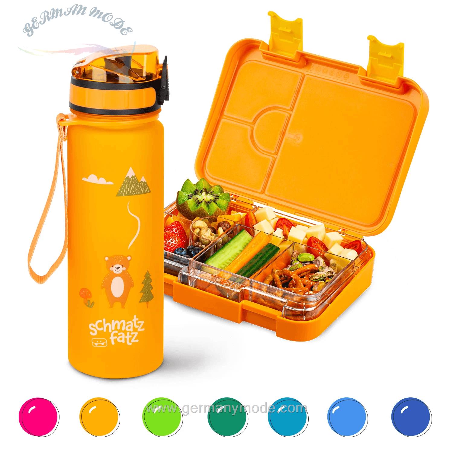 ظرف غذا اسنک کودک و قمقمه کلارشتاین آلمان Klarstein schmatzfatz Frühstücksset, Trinkflasche, Lunchbox Orange Forest