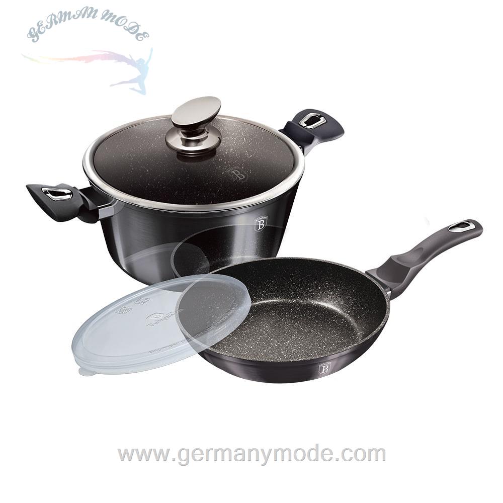 سرویس قابلمه ماهیتابه 4 پارچه برلینگر هاوس مجارستان BerlingerHaus COOKWARE SET BH 7106 METALLIC LINE CARBON PRO EDITION