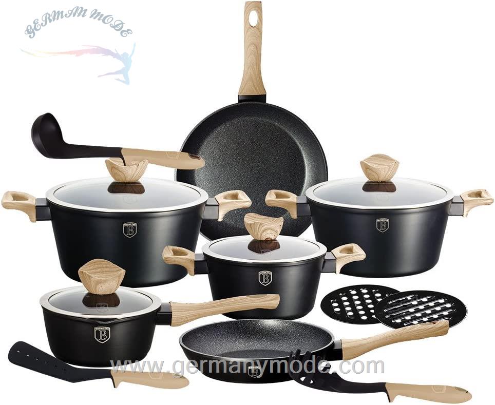 سرویس قابلمه 15 پارچه کالکشن برلینگر هاوس مجارستان BerlingerHaus Ebony Maple Collection Kochtopf-Set 15-teilig (BH-1536)