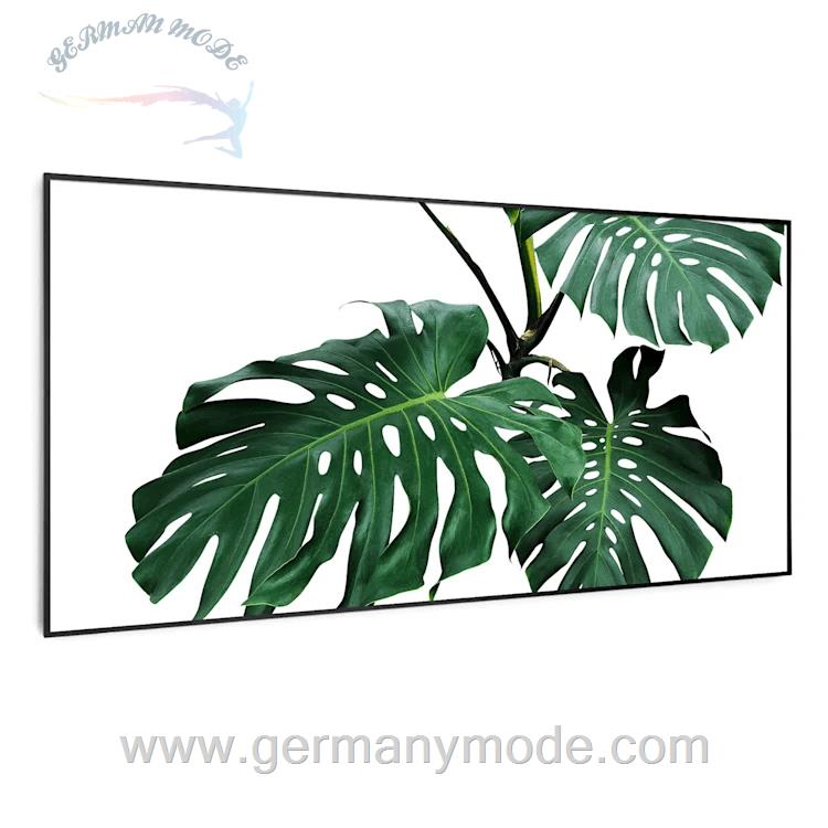 بخاری مادون قرمز هوشمند کلارشتاین آلمان Klarstein Wonderwall Air Art Smart Infrarotheizung Grünes Blatt Schwarzer Rahmen 120 x 60 cm