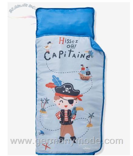 کیسه خواب کودک ورت فرانسه Vertbaudet Kinder Schlafsack mit integriertem Kissen Piraten Kapitän - blau/mehrfarbig