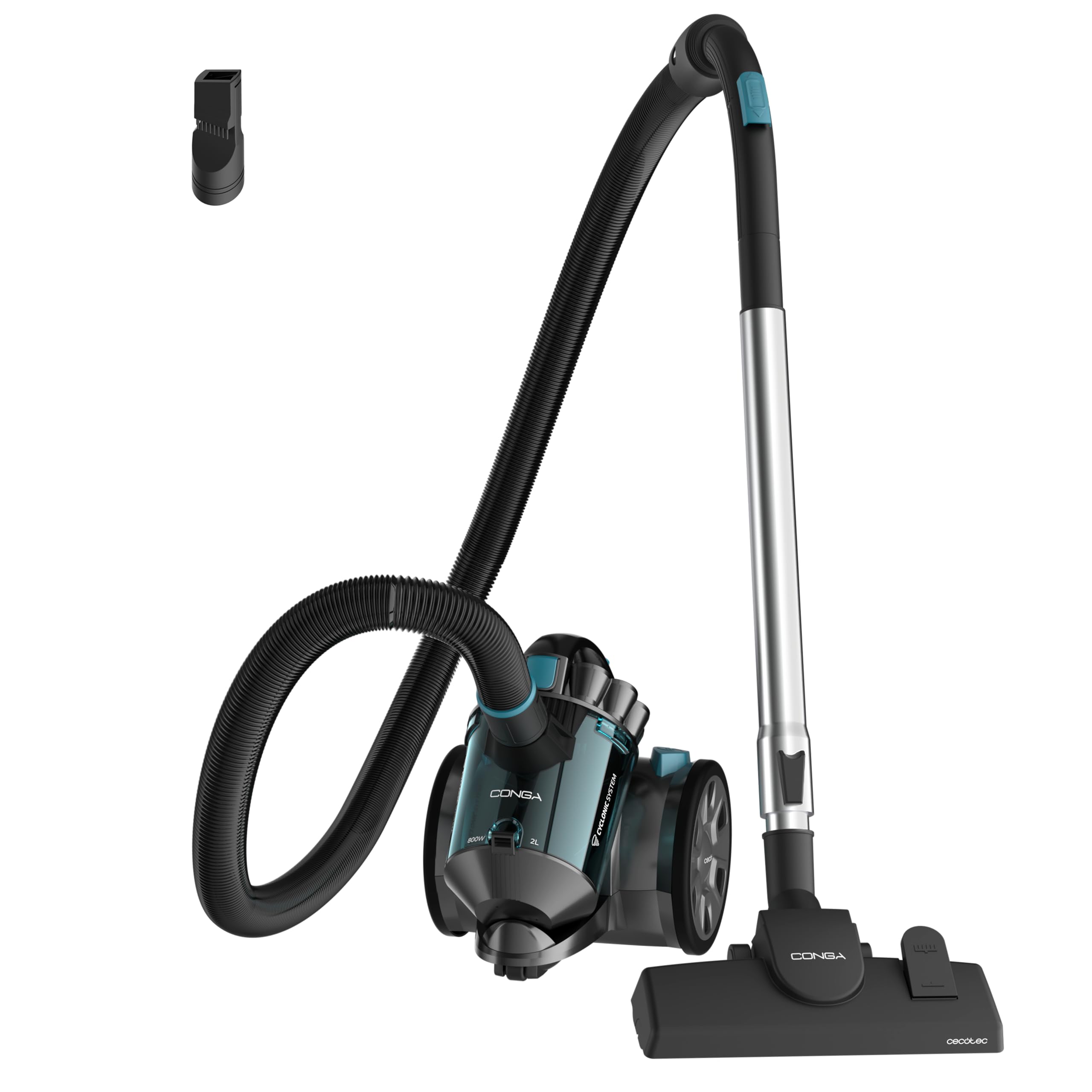 جاروبرقی بدون کیسه ۲ لیتری Cecotec مدل Conga Rockstar Multicyclonic Compact X-Treme. ۸۰۰ وات، فوق سبک و جمع و جور، ۲۰ کیلوپاسکال، شعاع عملکرد ۶.۲ متر، لوازم جانبی ۲ در ۱ برای مبلمان و گوشه‌ها.