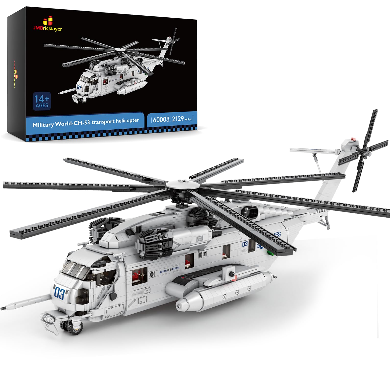 خرید از آمازون - کیت ساخت هلیکوپتر JMBricklayer CH-53 60008، کیت مدل هواپیما اسباب بازی هلیکوپتر حمل و نقل نظامی، هدیه اسباب بازی هواپیمای ایده آل برای سنین 14+، بزرگسالان و طرفداران نظامی