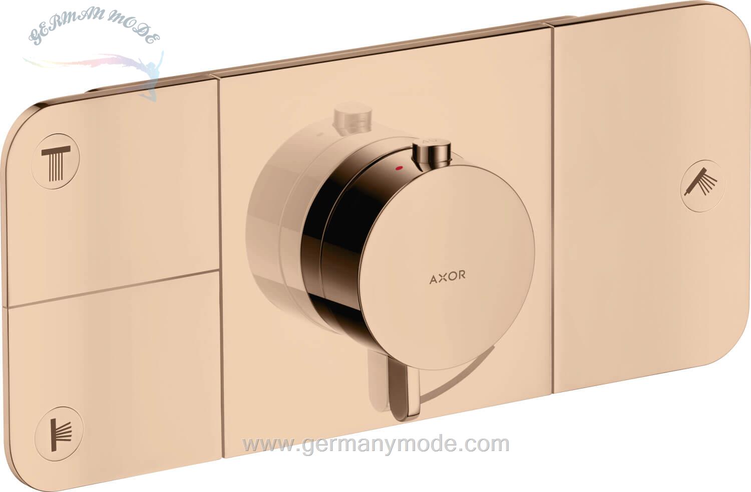 شیر حمام توکار هانس گروهه آلمان Hansgrohe Axor One Thermostatmodul Unterputz für 3 Verbraucher 45713 Polished Red Gold 45713300
