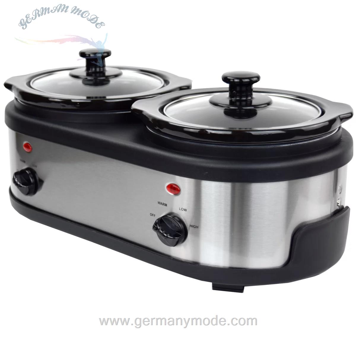 آرام پز 1/5*2 لیتری سینتروکس آلمان Syntrox Germany 2 *1/5 Liter Edelstahl Slow Cooker mit Herdplatten