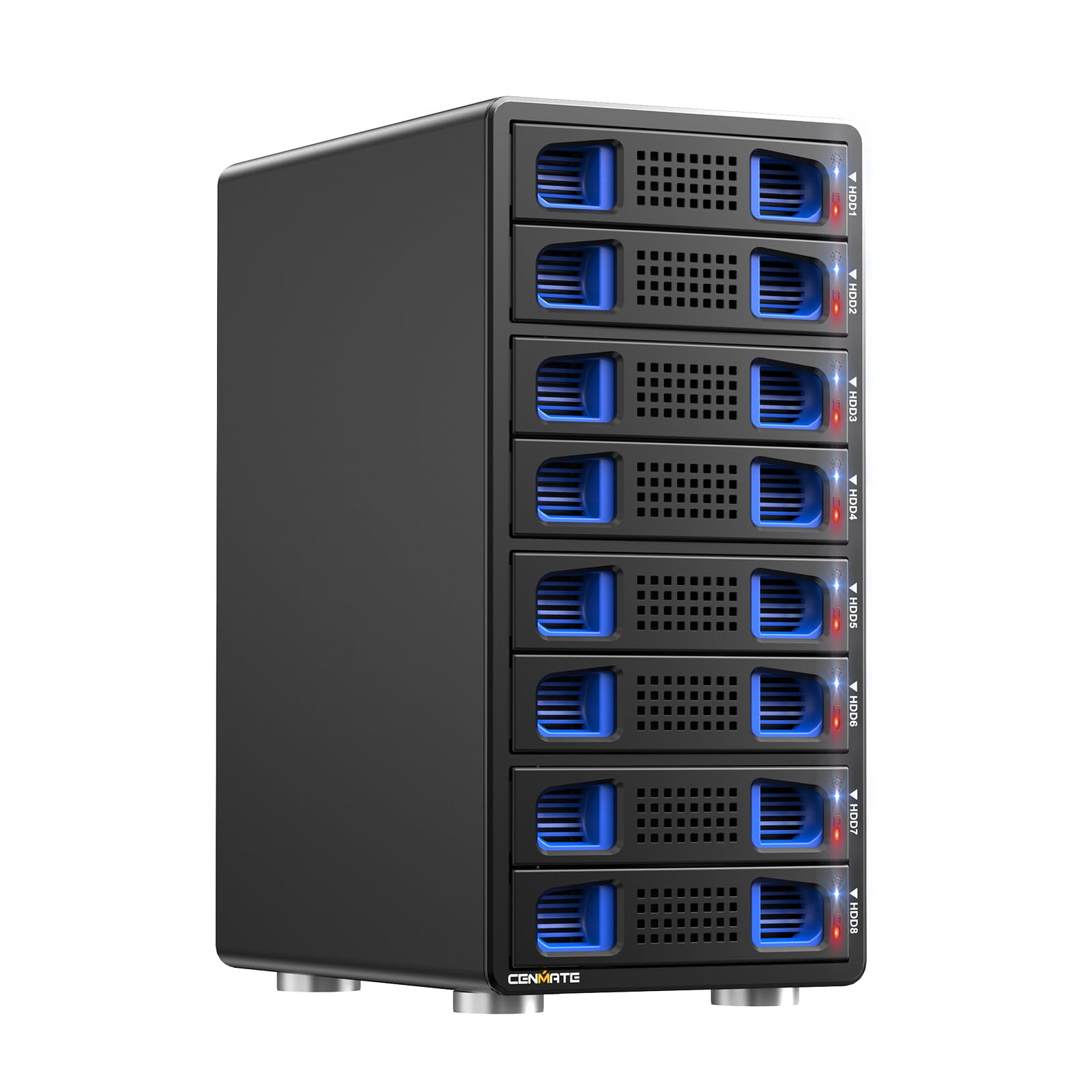 محفظه هارد دیسک CENMATE 8 Bay RAID با فن برای HDD/SSD 2.5/3.5 اینچی SATA با کابل USB A/C 3.0، محفظه هارد دیسک 3.5 اینچی با پشتیبانی از 160 ترابایت، 7 حالت RAID، حداکثر 5 گیگابیت بر ثانیه