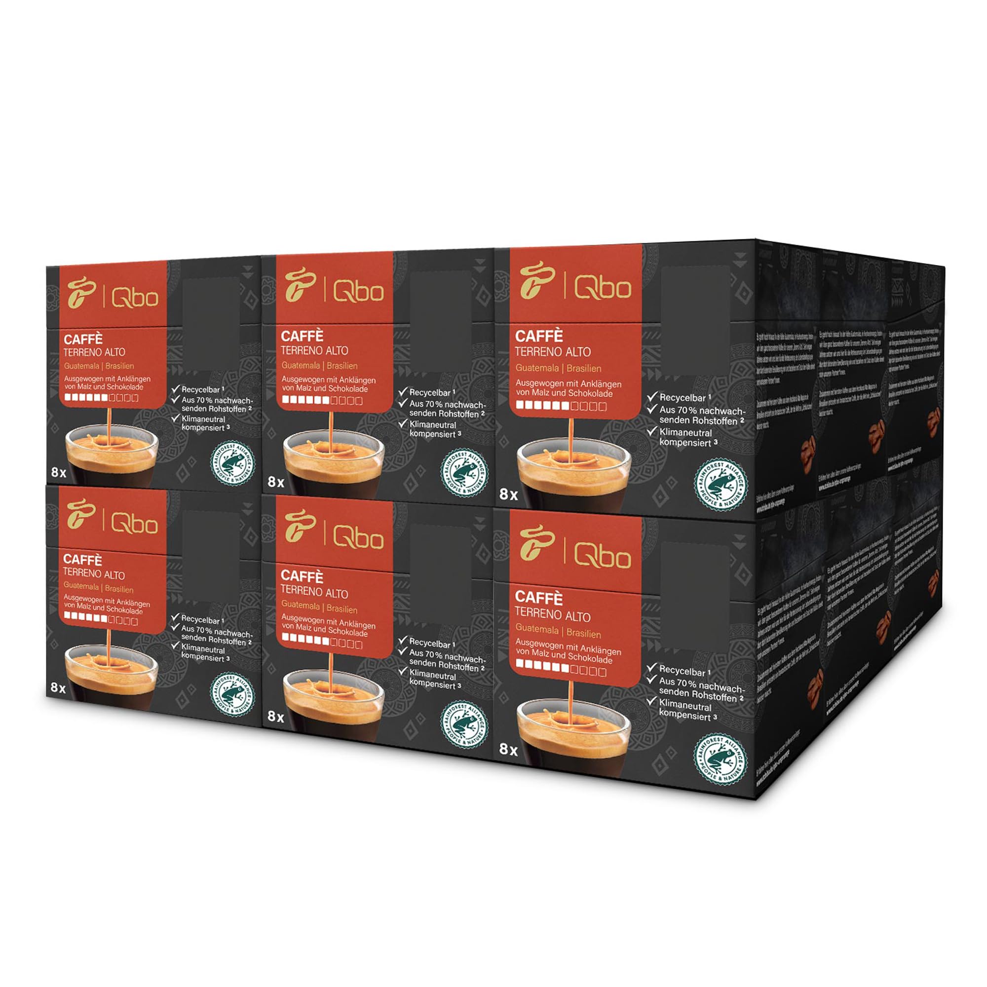 خرید از آمازون - کپسول قهوه Tchibo Qbo Caffè Terreno Alto Premium، 144 عدد - 18 x 8 کپسول (کافه، شدت 6/10، متعادل و مالت)، پایدار و ساخته شده از 70٪ مواد خام تجدیدپذیر شکلات 135 گرمی (بسته 8 عددی)