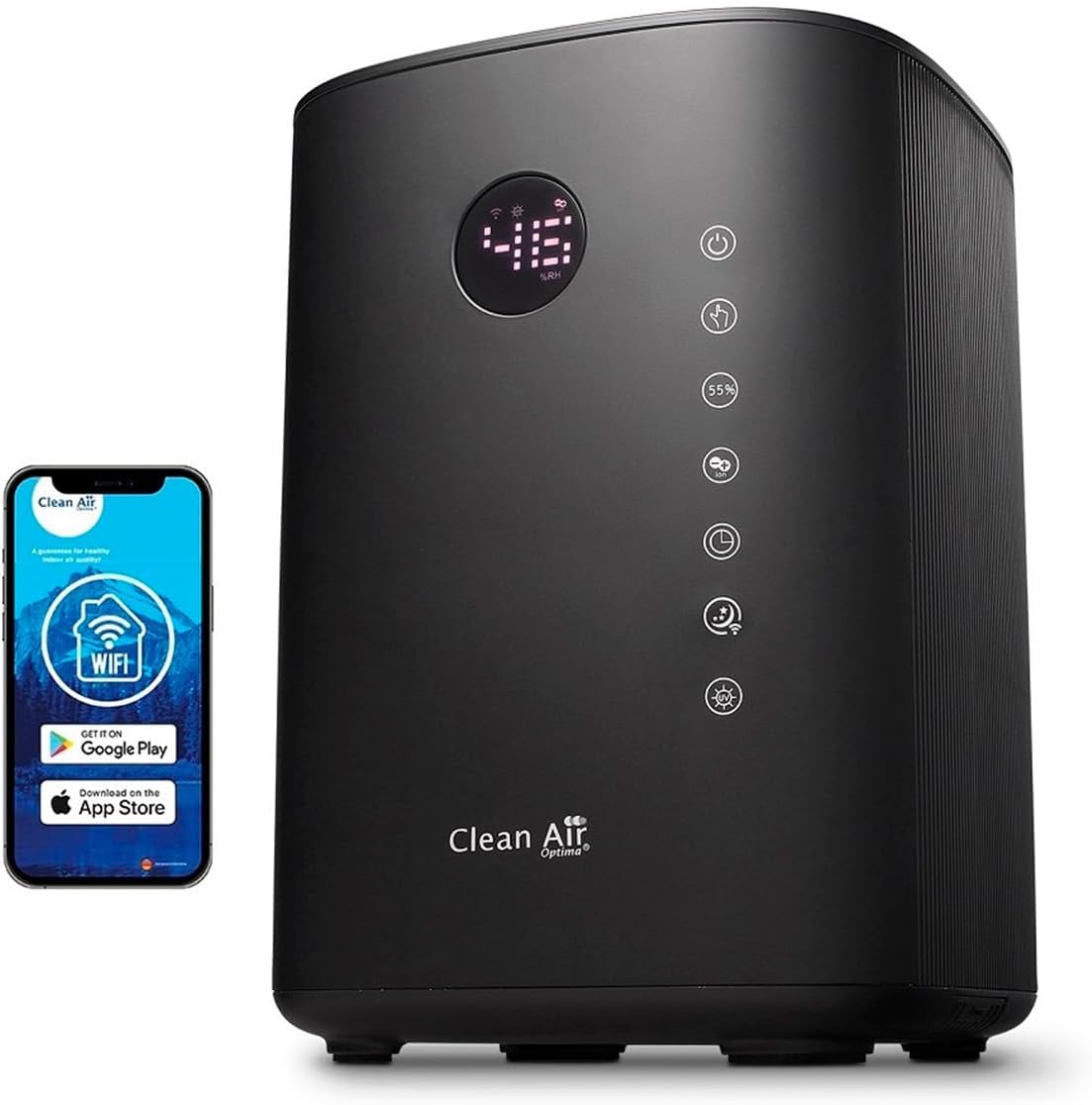 دستگاه رطوبت ساز مرطوب کننده با استریلیزاسیون UVC، یونیزر و رایحه درمانی! - Clean Air Optima CA-605B Smart Top Filling - حداکثر عملکرد مرطوب کنندگی 480 میلی لیتر در ساعت - مناسب برای اتاق های تا 65 متر مربع / 160 متر مربع (سیاه).