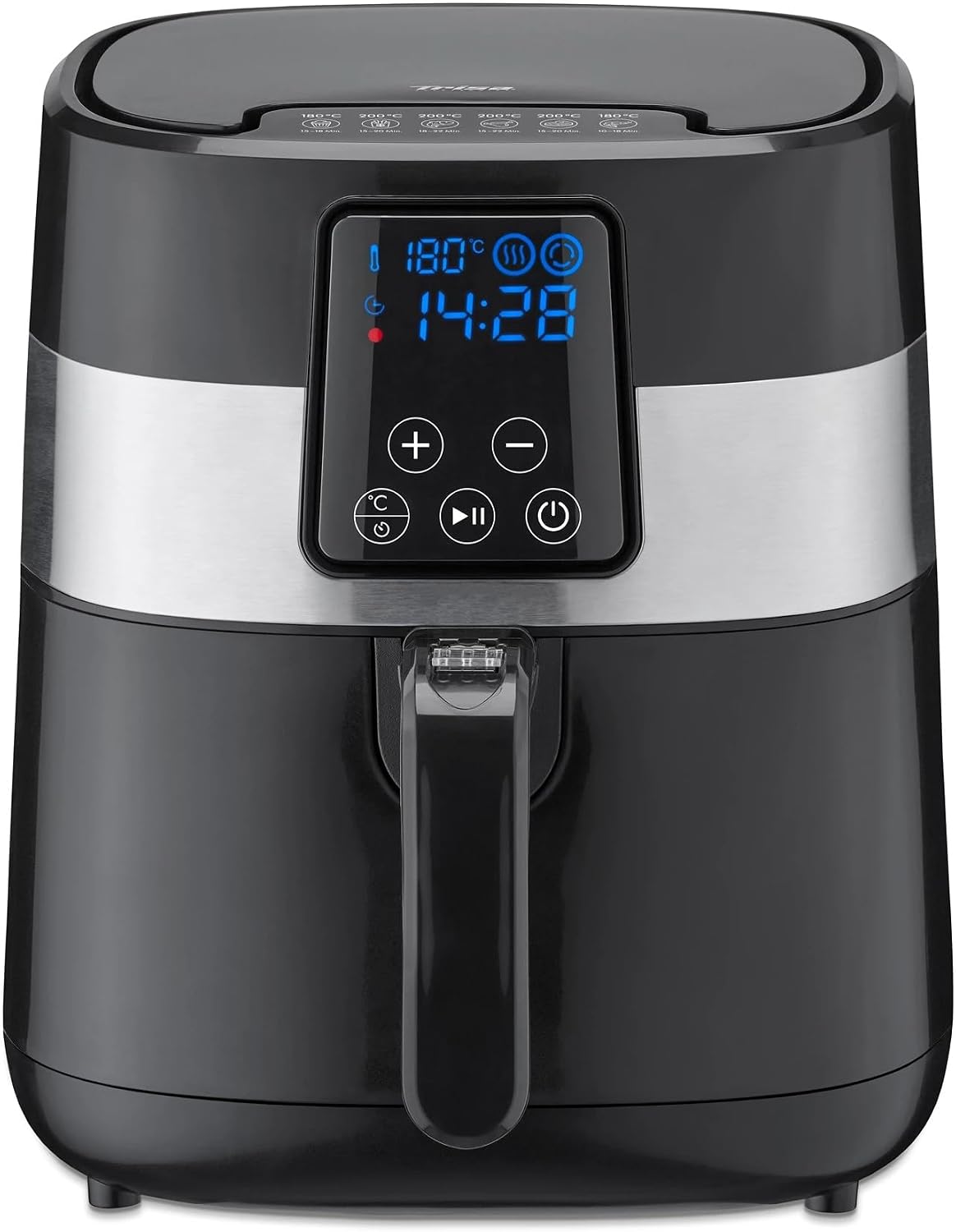 سرخ‌ کن هوای گرم ۳ لیتری تریزا سوئیس Trisa Hot Air Fryer Tasty Fry 3L فناوری هوای گرم، پخت کم‌چرب، صفحه نمایش LCD لمسی، ۸۰-۲۰۰ درجه سانتیگراد، تایمر ۶۰ دقیقه‌ای