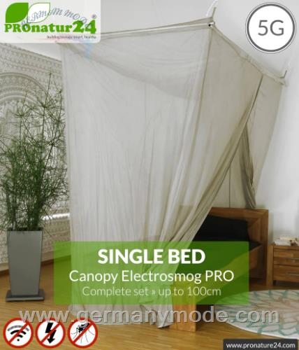 ست پشه بند کفپوش ضد امواج الکترومغناطیسی و RF تخت تک نفره پرونیچر المان PROnature Shielding canopy Electrosmog PRO in a set | SINGLE BED