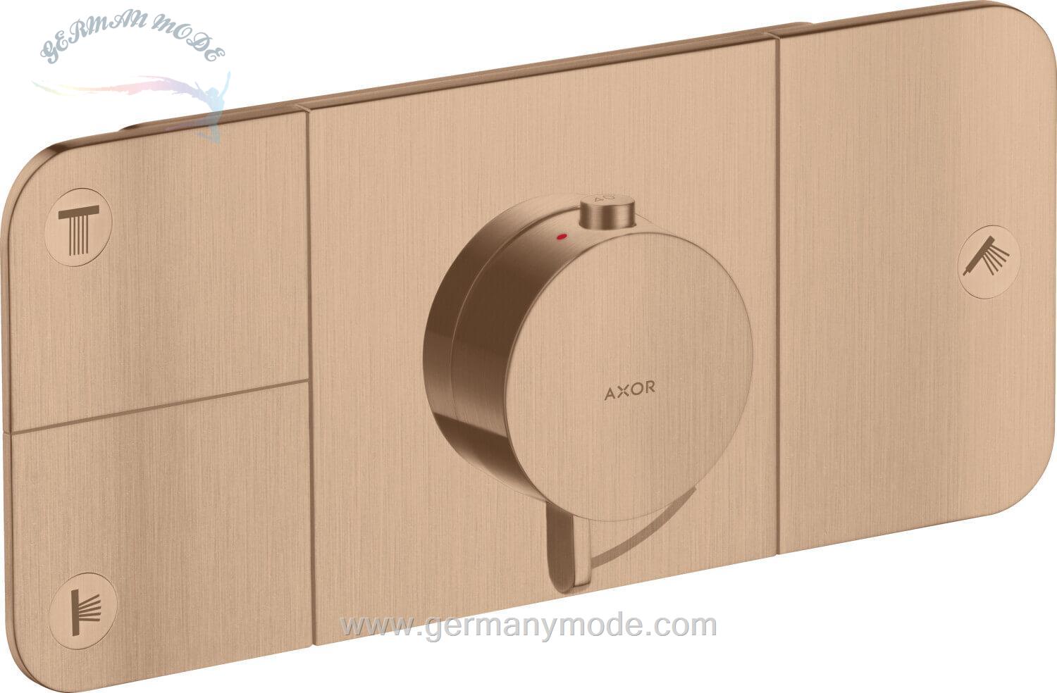 شیر حمام توکار هانس گروهه آلمان Hansgrohe Axor One Thermostatmodul Unterputz für 3 Verbraucher 45713 Brushed Red Gold 45713310