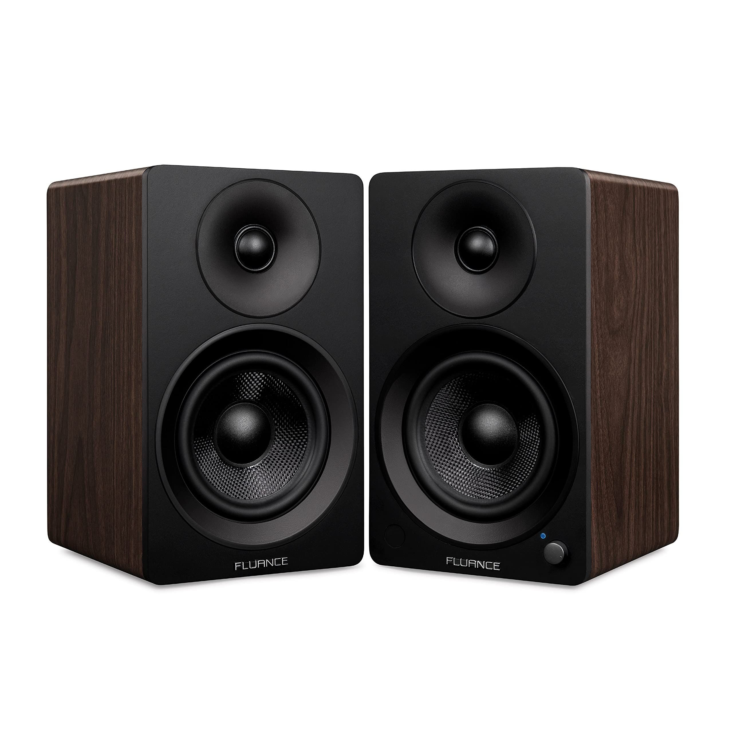 خرید از آمازون - Fluance Ai61 Powered 2-Way 2.0 Stereo Bookshelf Speakers with 6.5" Drivers, 120W Amplifier for Turntable, TV, PC and Bluetooth 5 Wireless Music Streaming - RCA, Optical, USB & Sub Out (Natural Walnut)