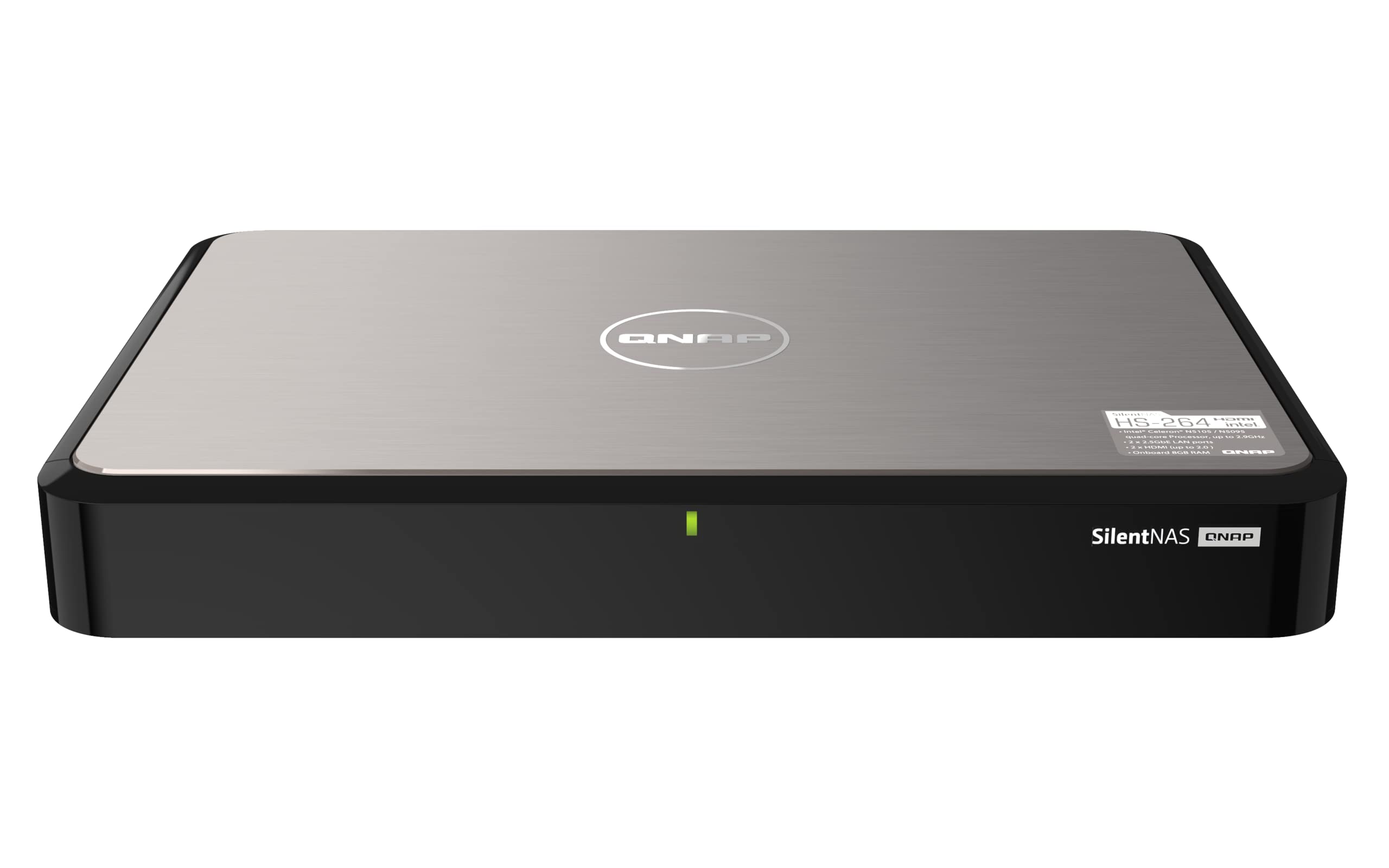 کیونپ NAS، بدون HDD/SSD، پردازنده اینتل، HDMI، 2.5GbE | HS-264-8G، 2-bay، 8 گیگابایت رم NAS بی‌صدا 2-bay، 8 گیگابایت رم