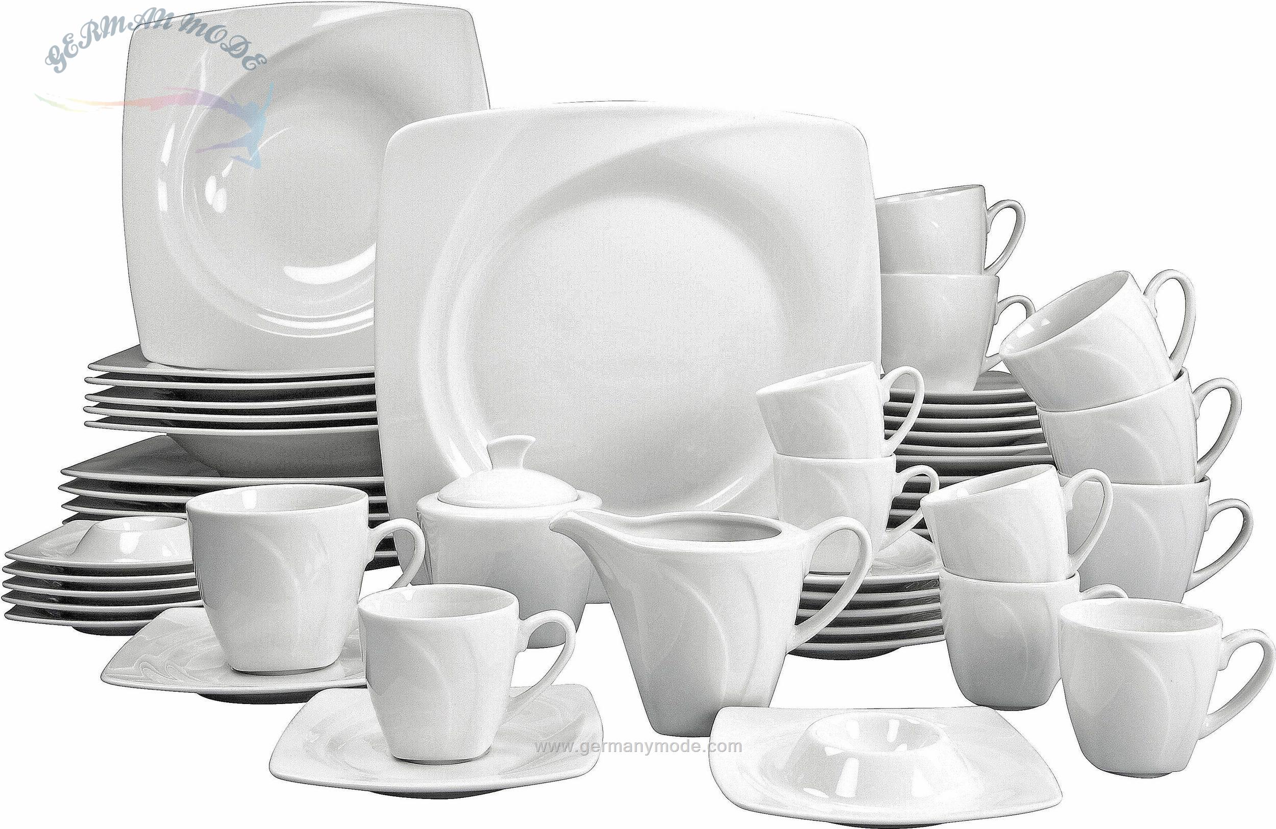 سرویس غذاخوری چینی 50 پارچه 6 نفره کراتیبل CreaTable Kombiservice Celebration (50-tlg), Porzellan, außergewöhnliche Geometrie