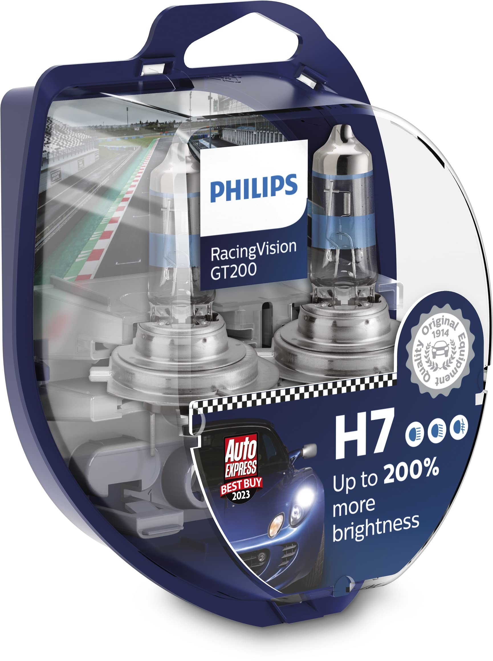 خرید از آمازون - Philips RacingVision GT200 H7 Scheinwerferlampe +200%, Doppelset Twin box H7 Single